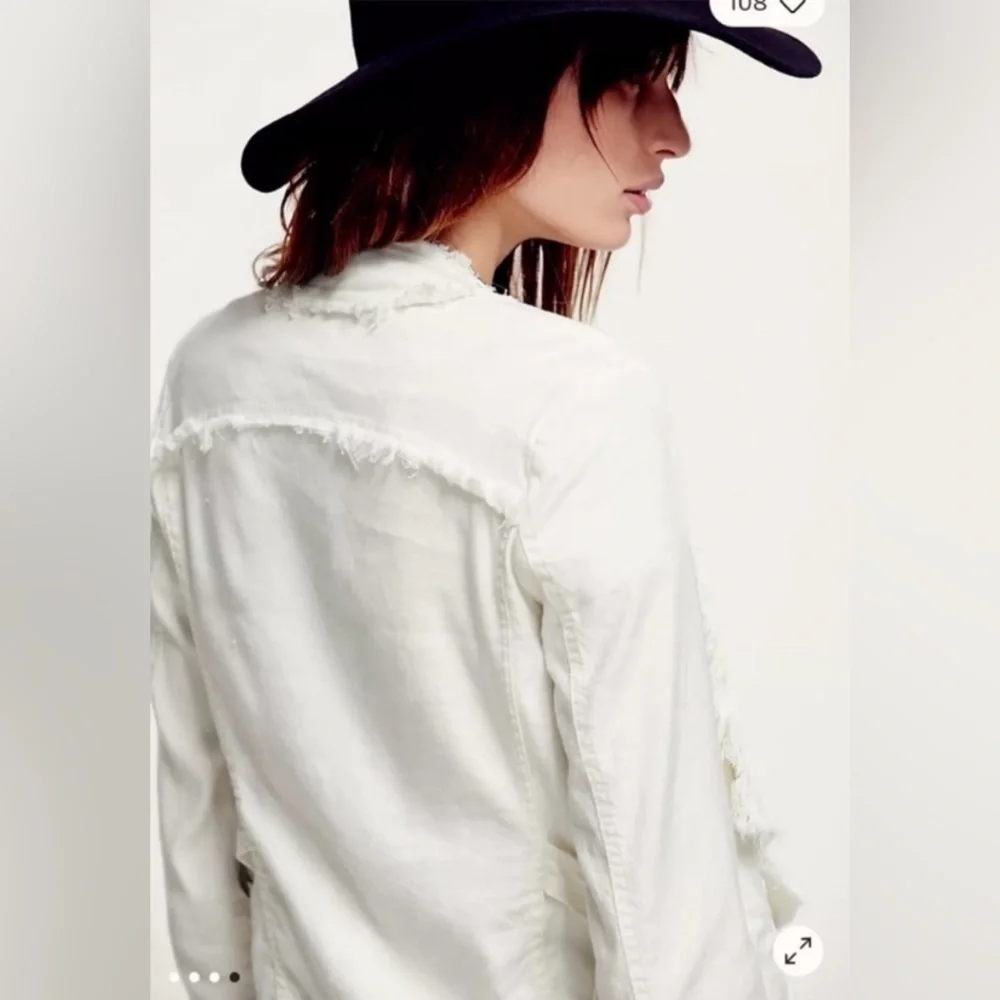 NWOT Free People Rae Femme Ivory Linen Jacket, Size XS